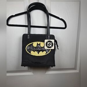 Batman Sequin Tote Bag NWT DC Comics Black Yellow Purse